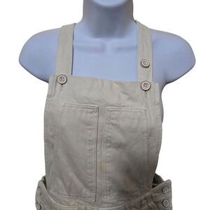 Pilcro Cream Button Detail Overall Shorts Adjustable Straps Back Pockets Size 26